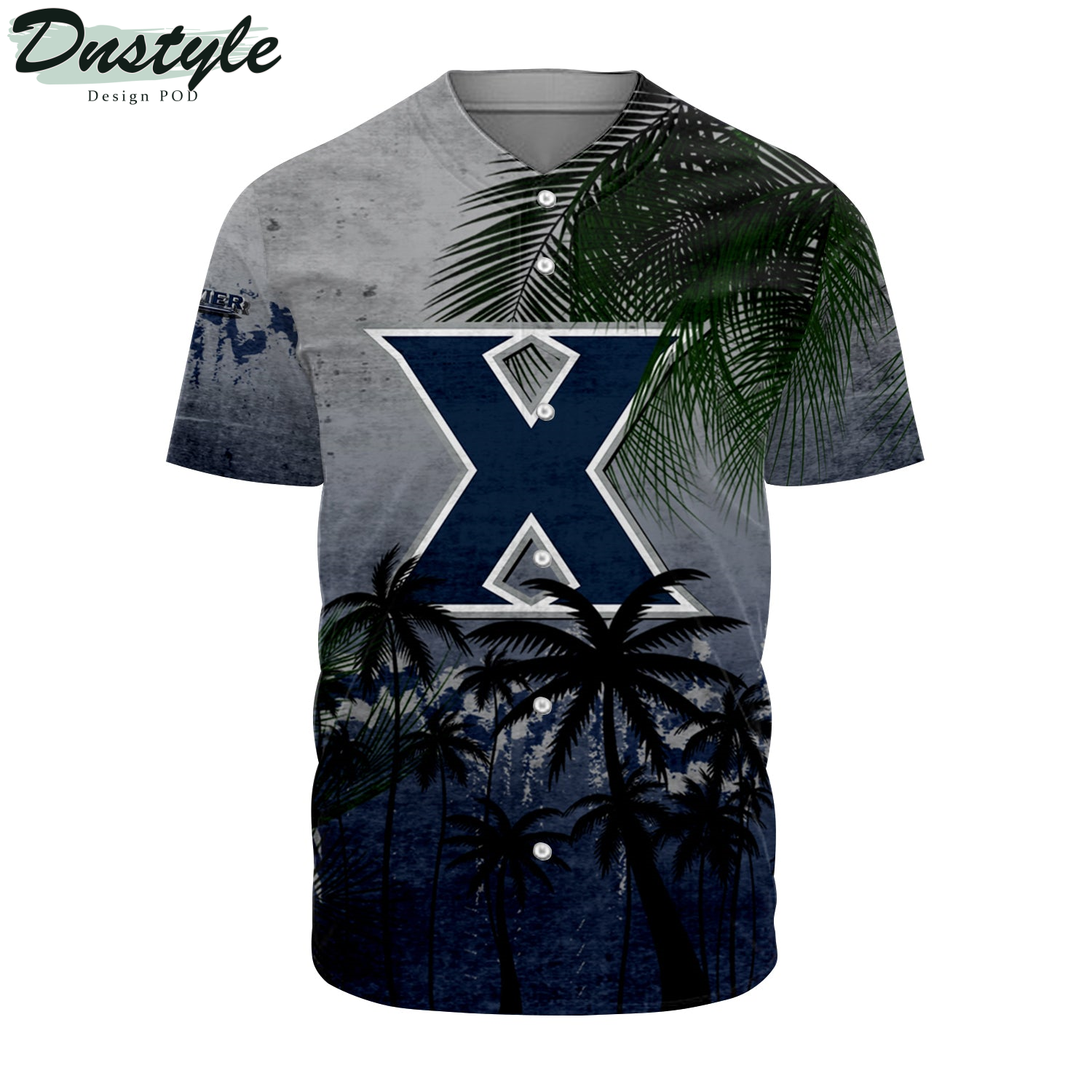 Xavier Musketeers Baseball Jersey Coconut Tree Tropical Grunge