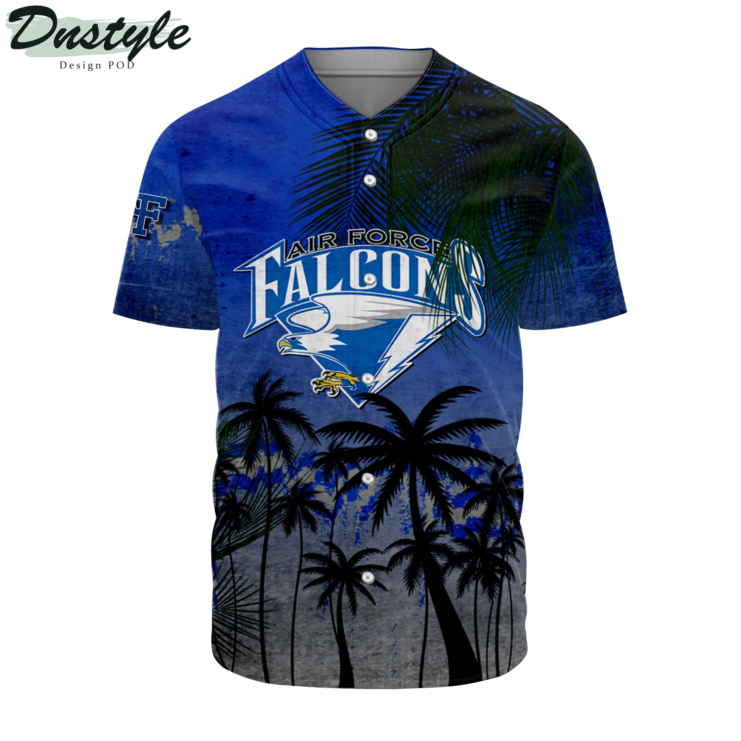 Air Force Falcons Coconut Tree Tropical Grunge Baseball Jersey