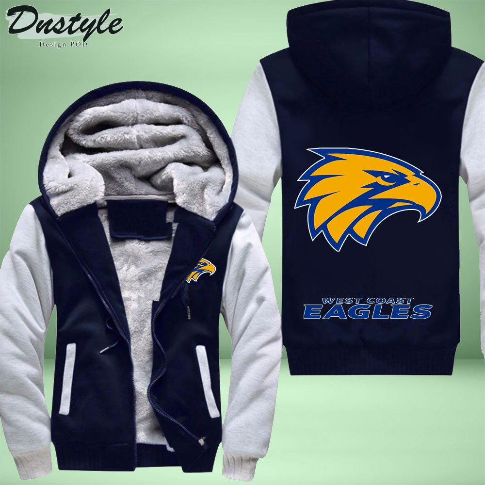 West Coast Eagles Fleece Hoodie Zipper Velvet