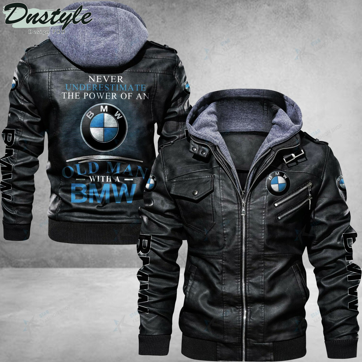 BMW never underestimate the power of an old man leather jacket