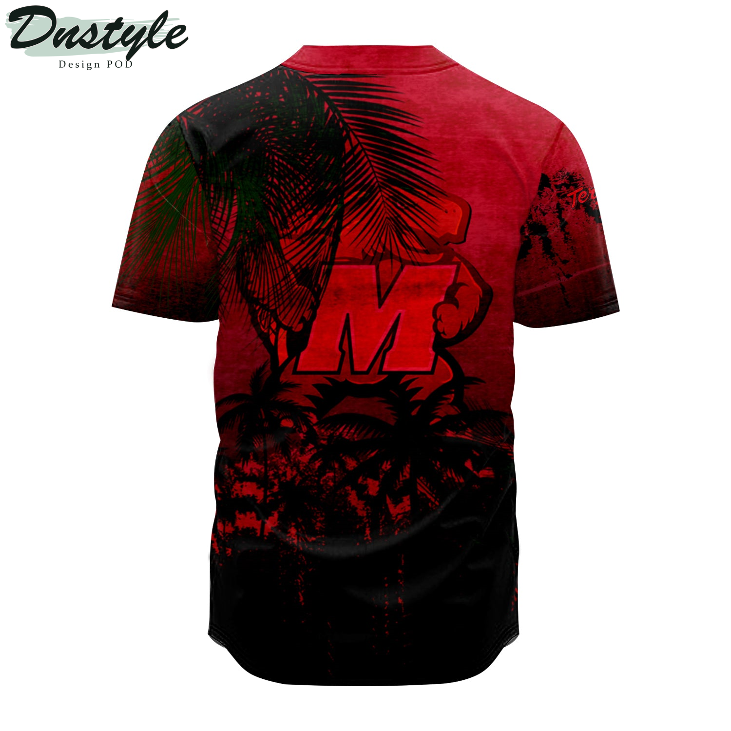 Maryland Terrapins Coconut Tree Tropical Grunge Baseball Jersey