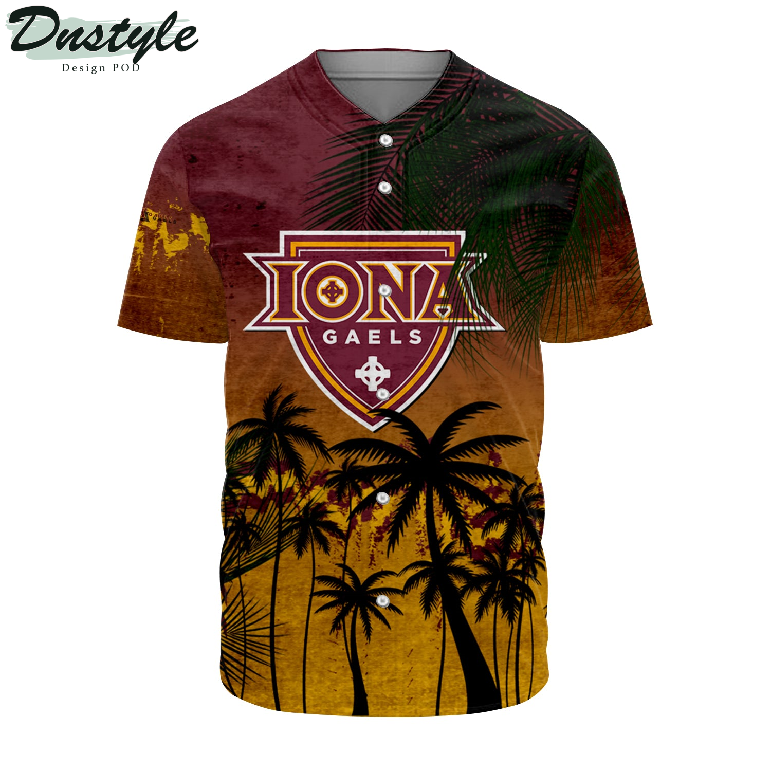 Iona Gaels Coconut Tree Tropical Grunge Baseball Jersey