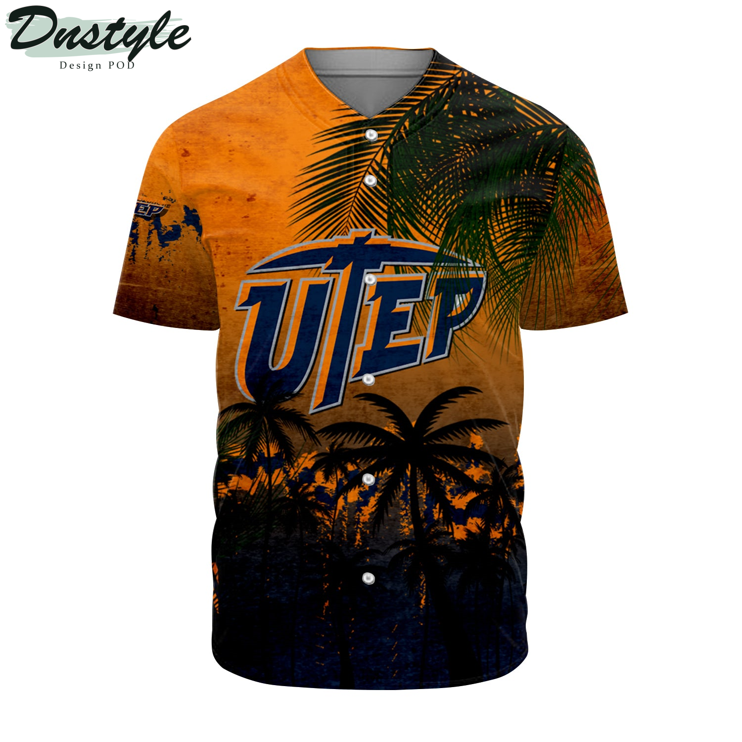 UTEP Miners Baseball Jersey Coconut Tree Tropical Grunge