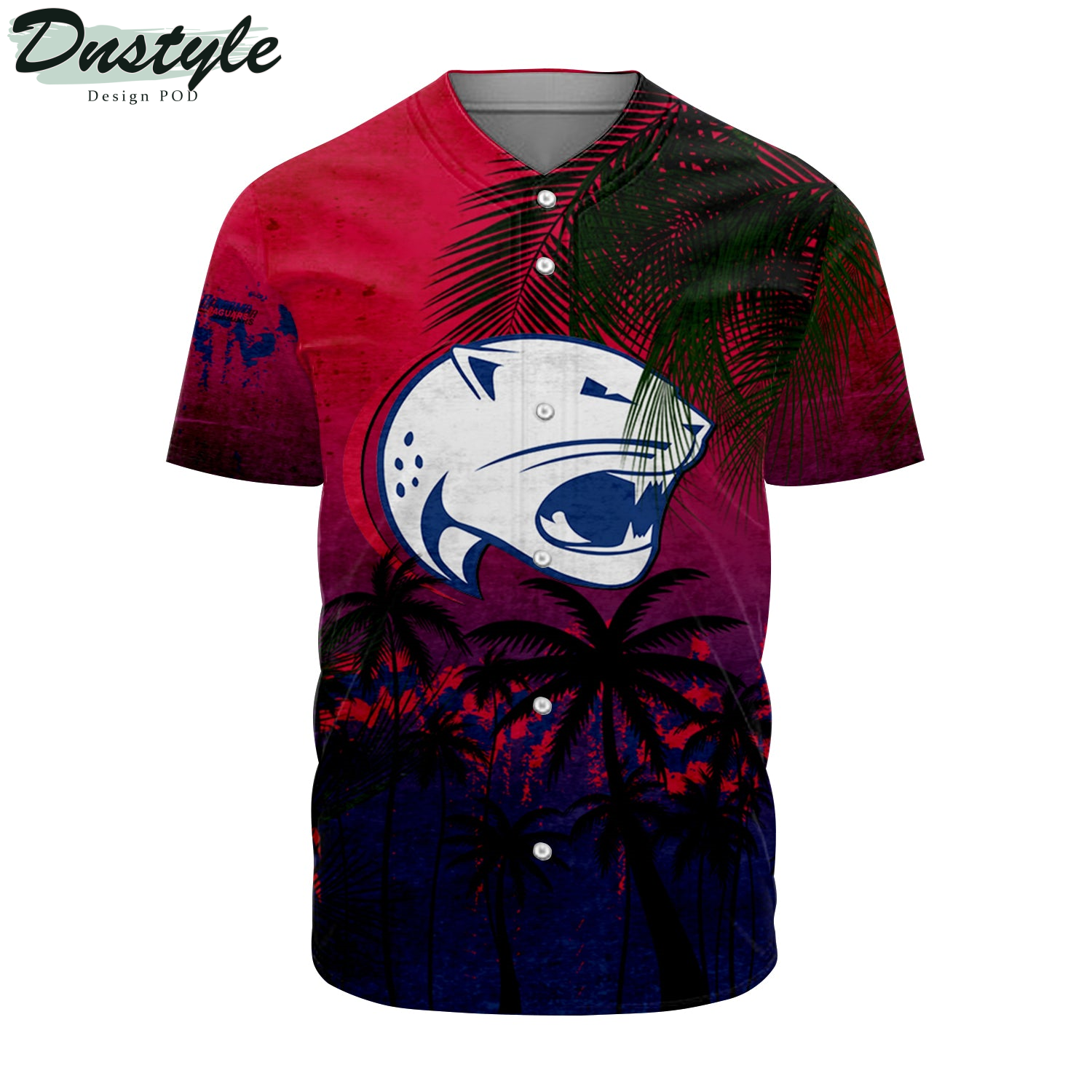 South Alabama Jaguars Baseball Jersey Coconut Tree Tropical Grunge