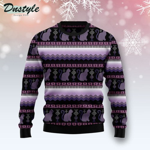 Cat Purple Pattern Ugly Christmas Sweater