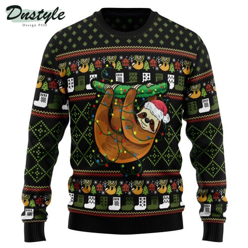 Sloth Light Ugly Christmas Sweater