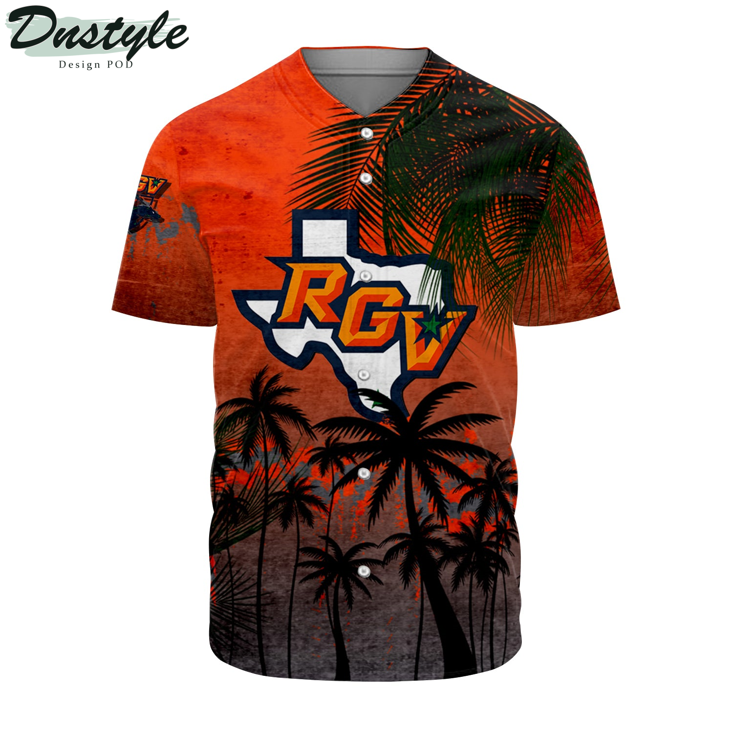 Texas-Rio Grande Valley Vaqueros Baseball Jersey Coconut Tree Tropical Grunge