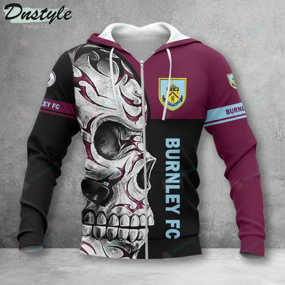 Burnley F.C Skull 3d Hoodie Tshirt