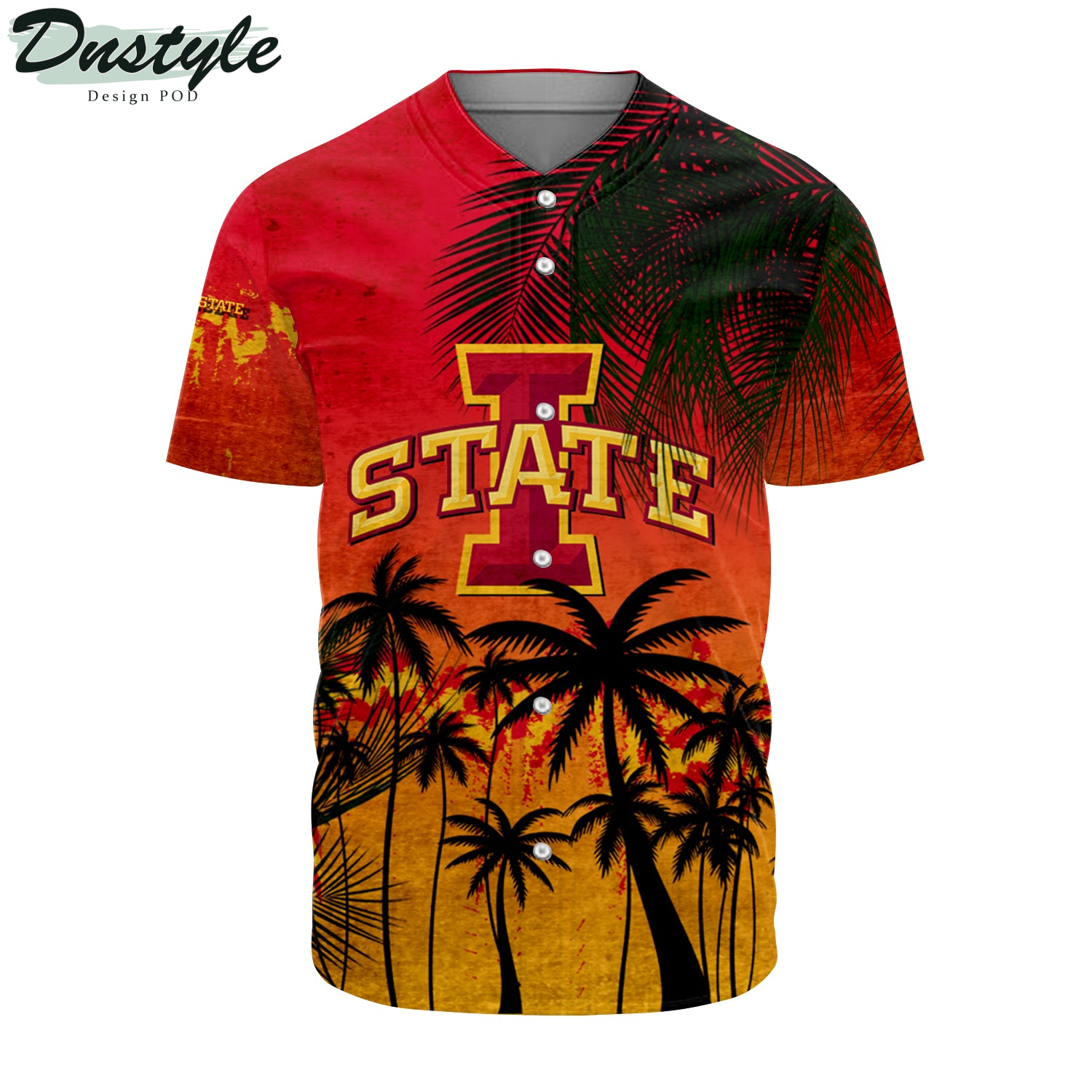 Iowa State Cyclones Coconut Tree Tropical Grunge Baseball Jersey