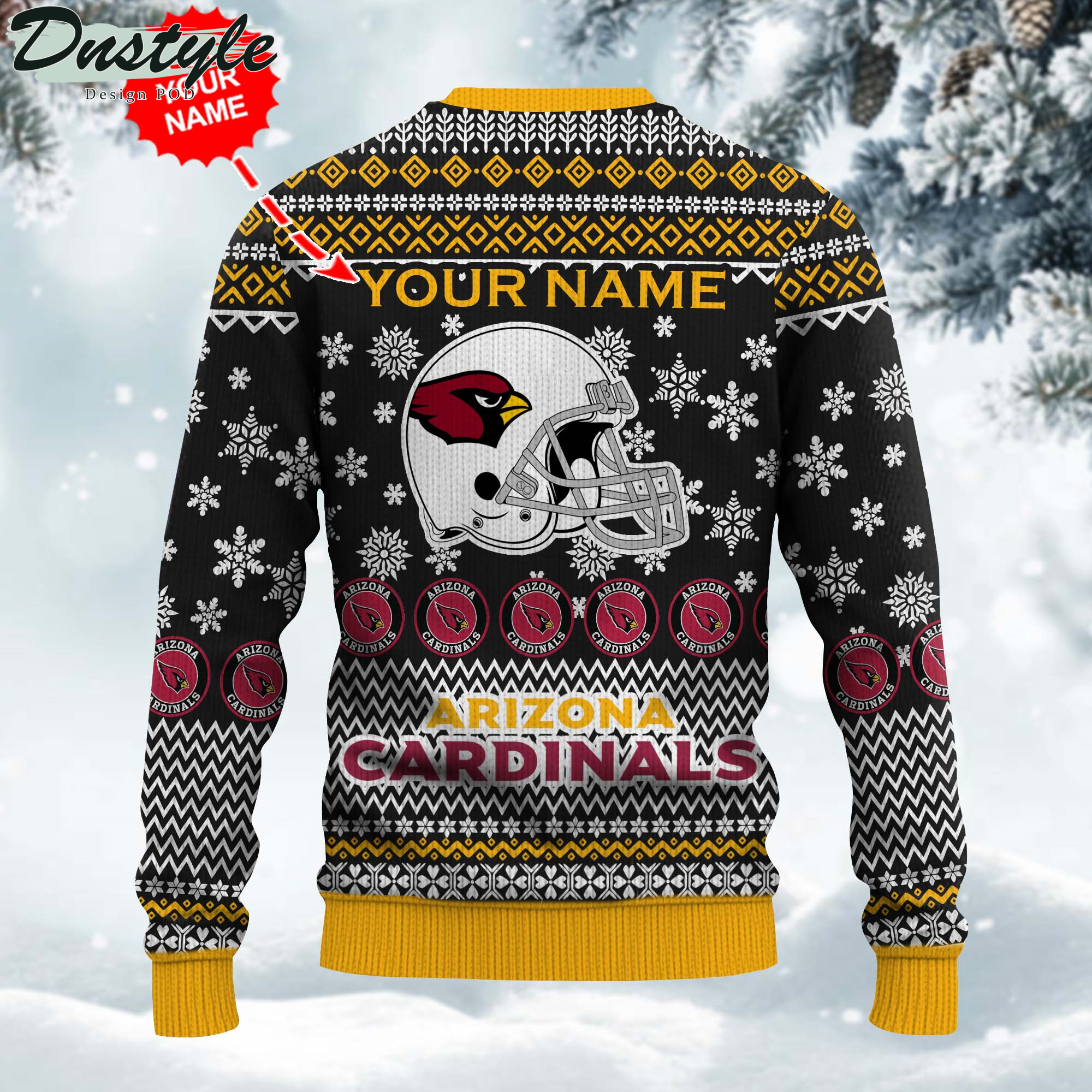 NFL Arizona Cardinals Ugly Wool Custom Name Sweater