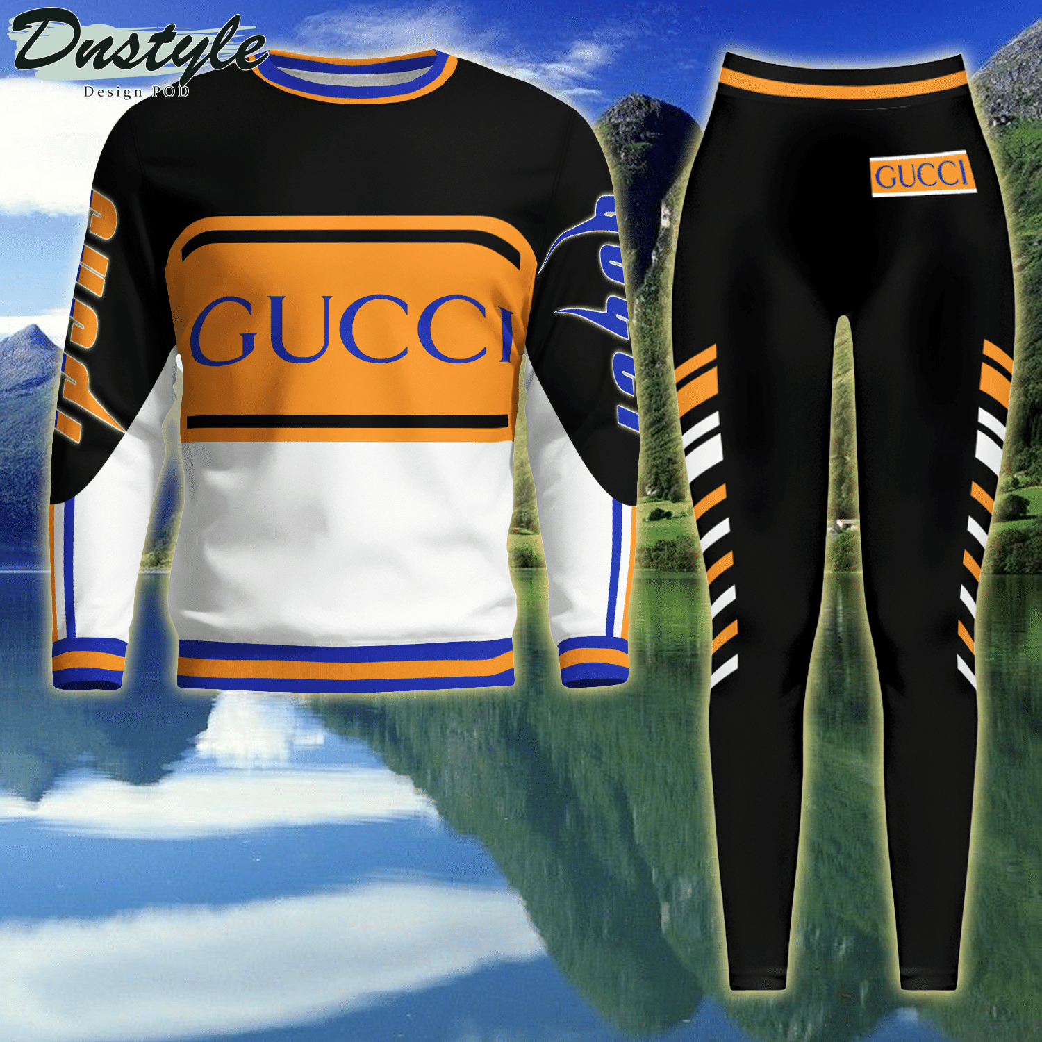 Gucci Orange Balck ugly sweater and legging