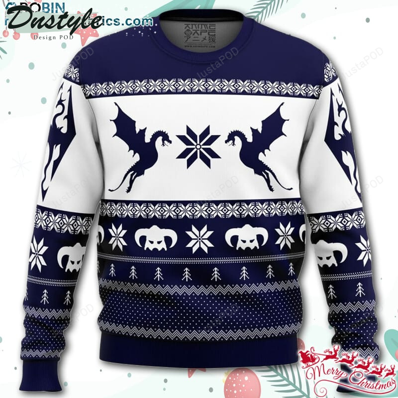 Skyrim Dragon Ugly Christmas Wool Sweater