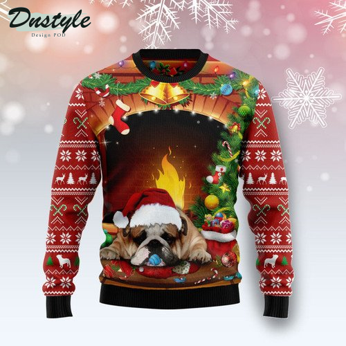 Sleeping Bulldog Christmas Ugly Christmas Sweater