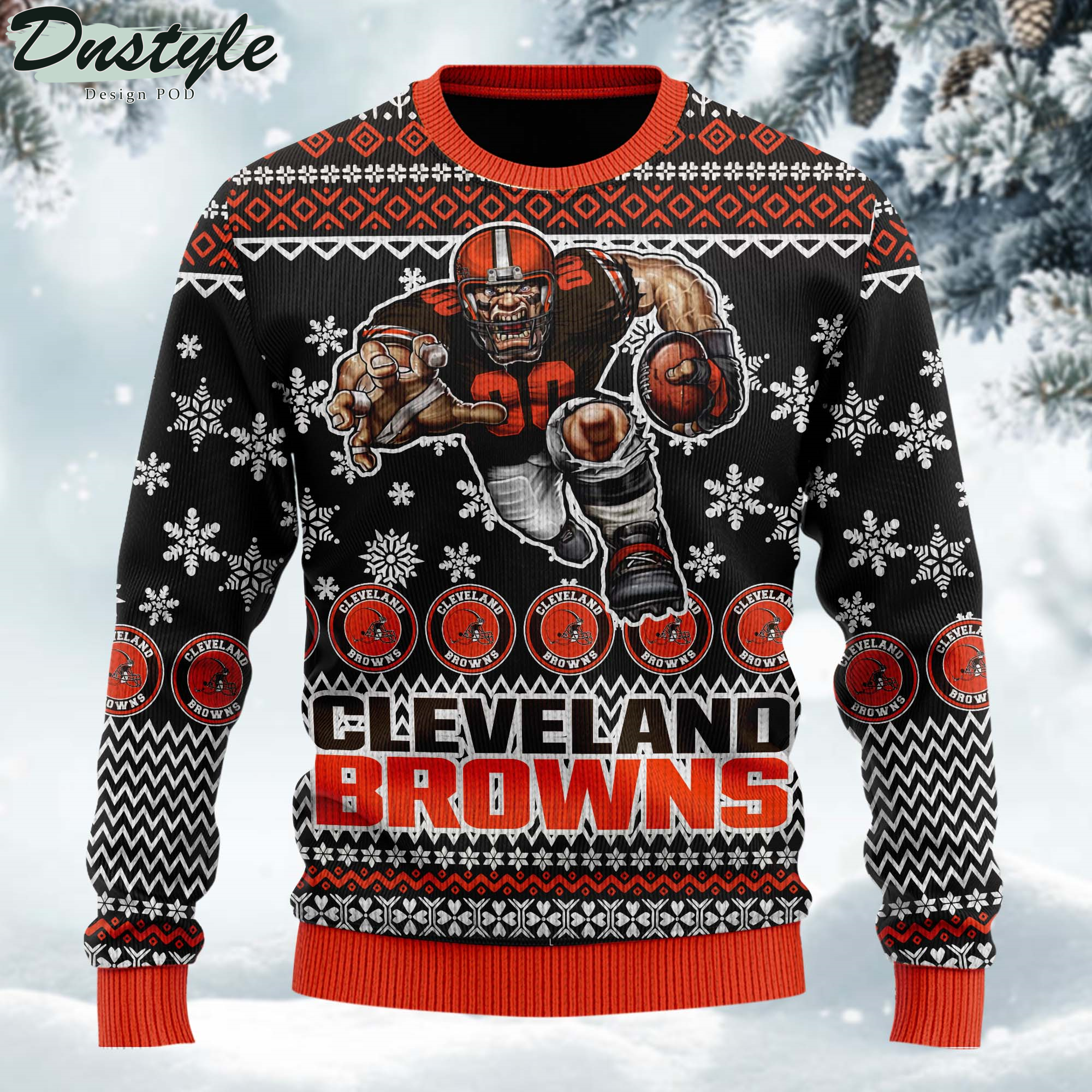 NFL Cleveland Browns Ugly Wool Custom Name Sweater