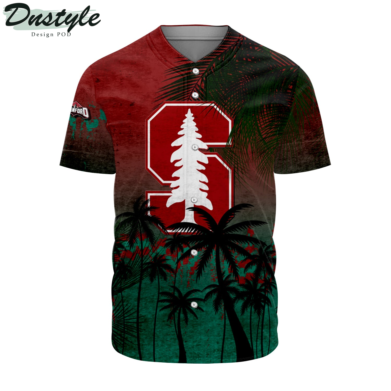 Stanford Cardinal Baseball Jersey Coconut Tree Tropical Grunge