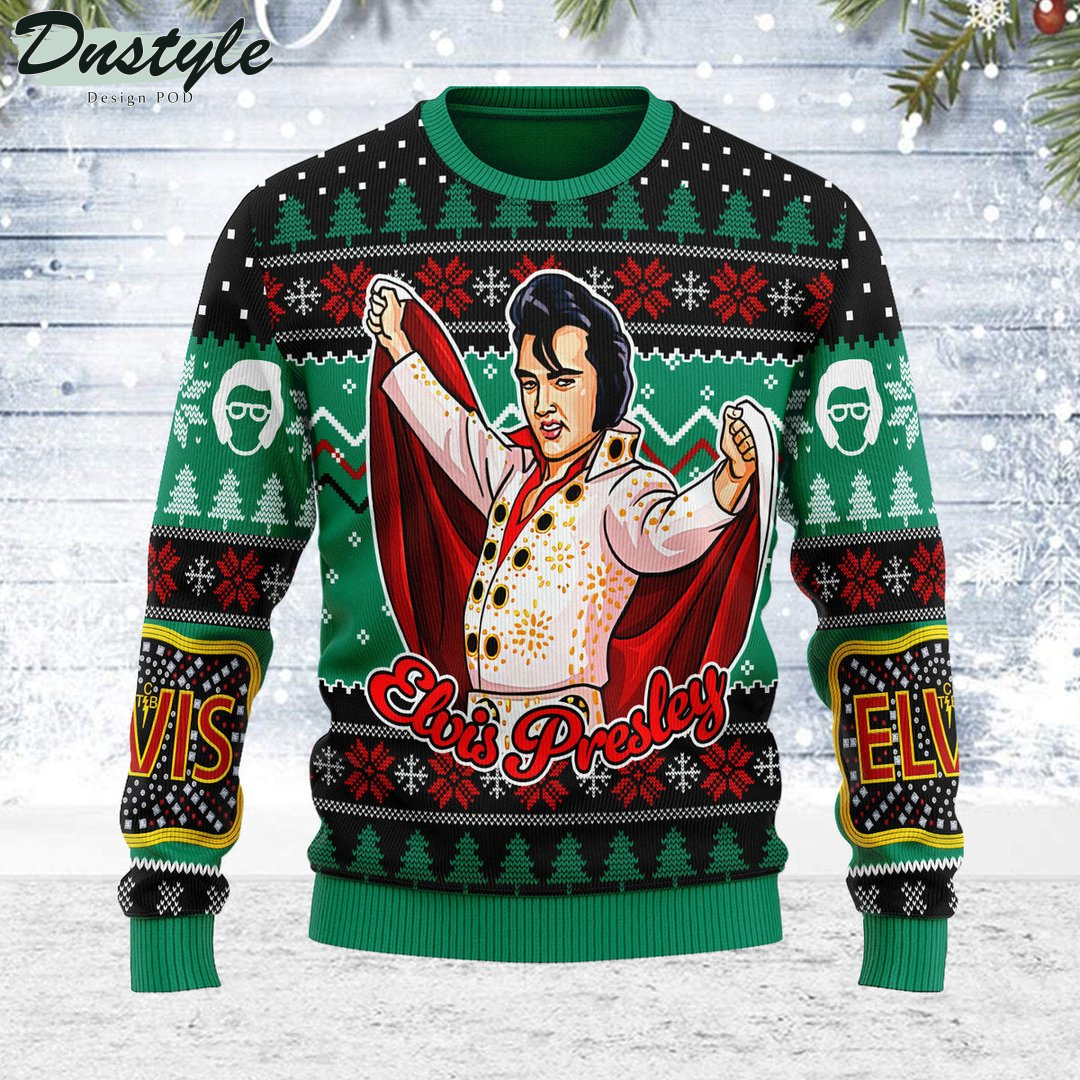 Elviss Presleyy "Belt Buckle" Sign with Rhinestone Christmas Ugly Sweater