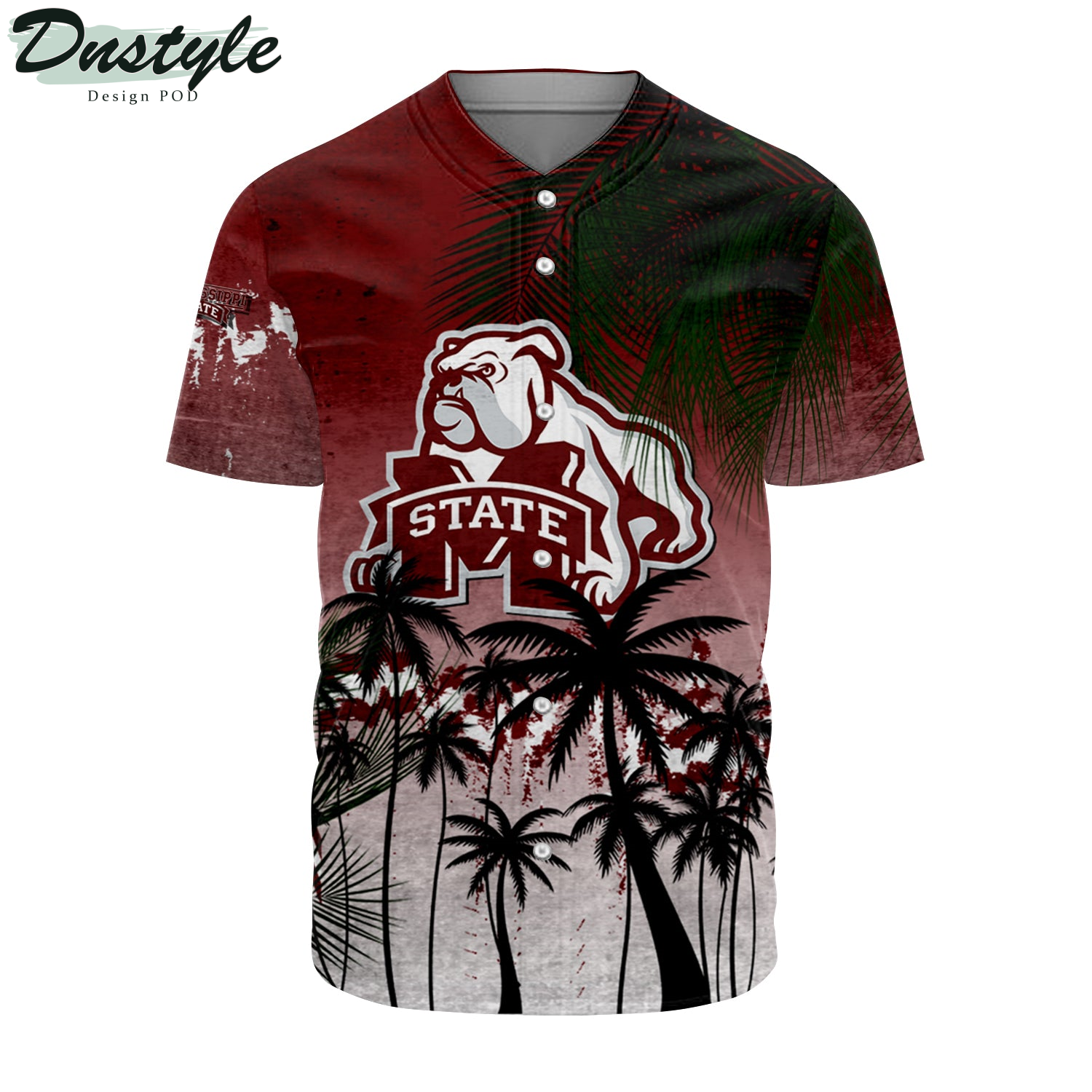 Mississippi State Bulldogs Coconut Tree Tropical Grunge Baseball Jersey
