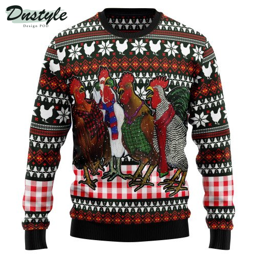 Chicken Under Snow Ugly Christmas Sweater