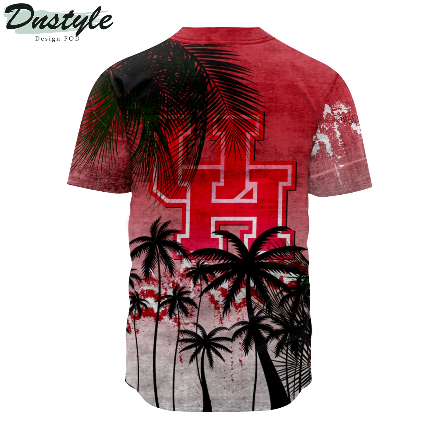 Houston Cougars Coconut Tree Tropical Grunge Baseball Jersey