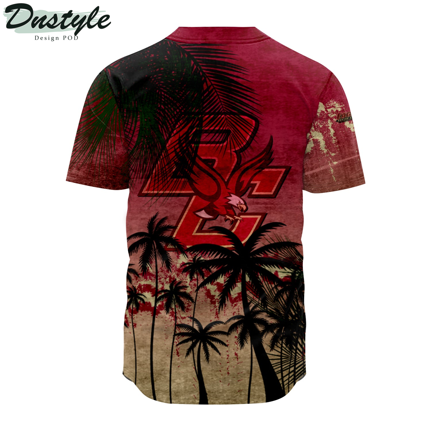 Boston College Eagles Coconut Tree Tropical Grunge Baseball Jersey