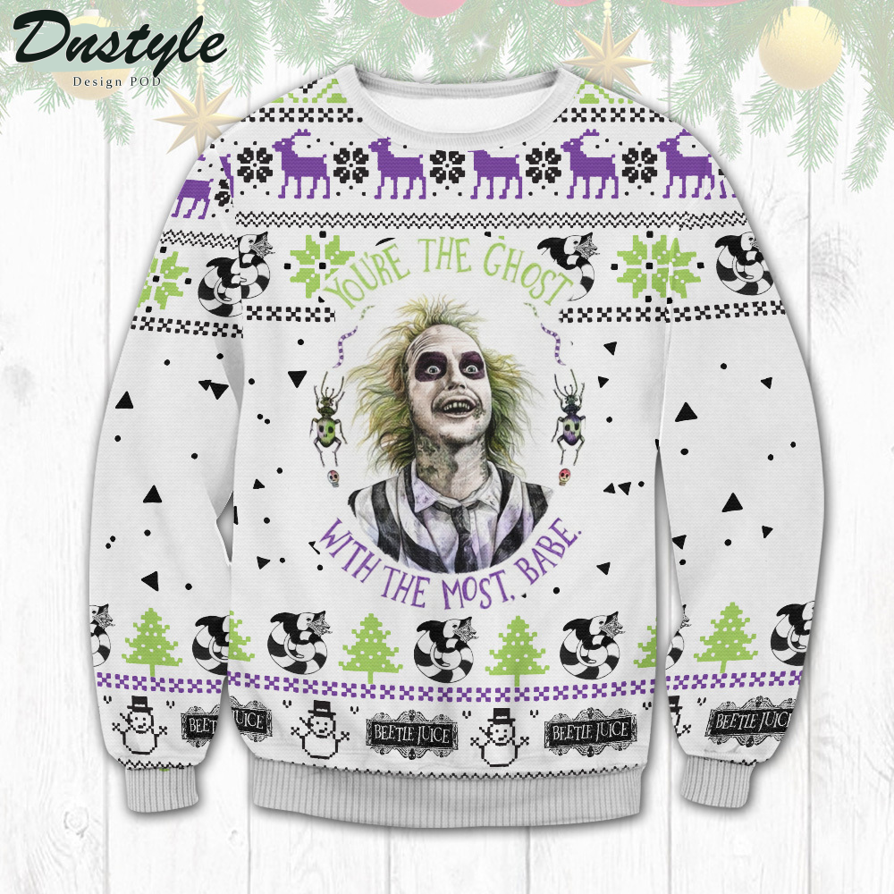 Beetlejuice You’re The Ghost With The Most Babe Ugly Christmas Sweater
