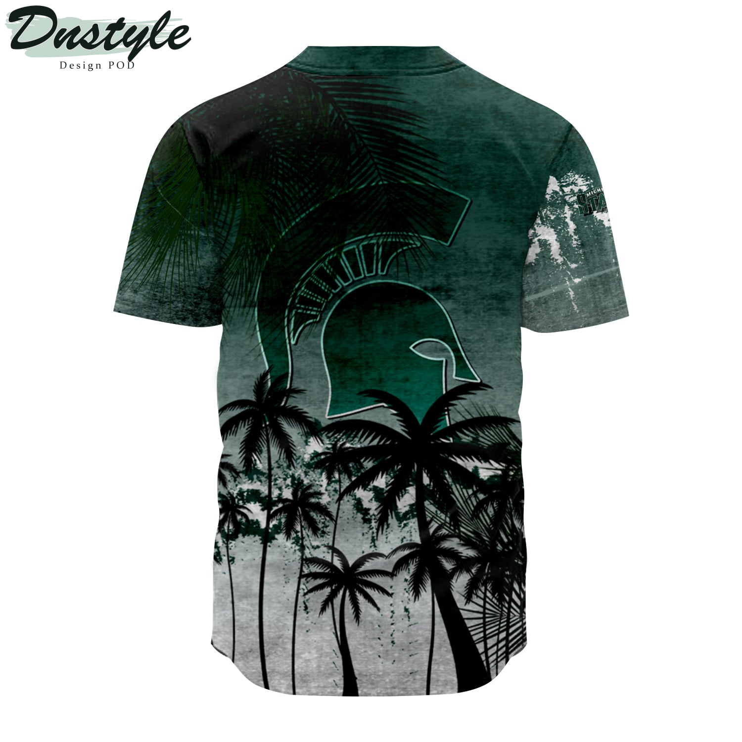 Michigan State Spartans Coconut Tree Tropical Grunge Baseball Jersey