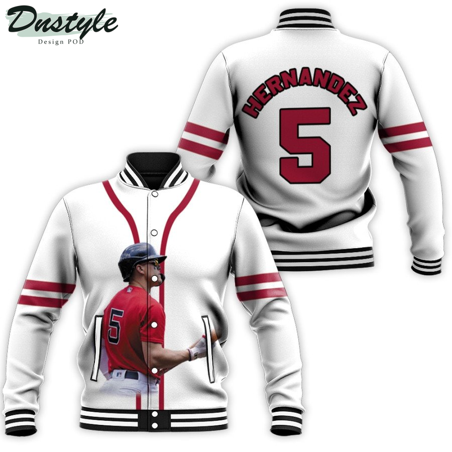 Boston Red Sox Enrique Hernandez 5 MLB Great Player Baseball Team White Baseball Jacket