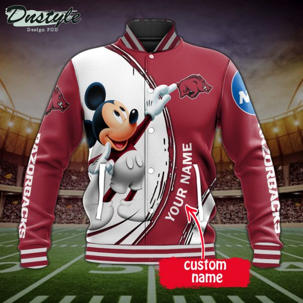 Arkansas Razorbacks Mickey Custom Name Baseball Jacket