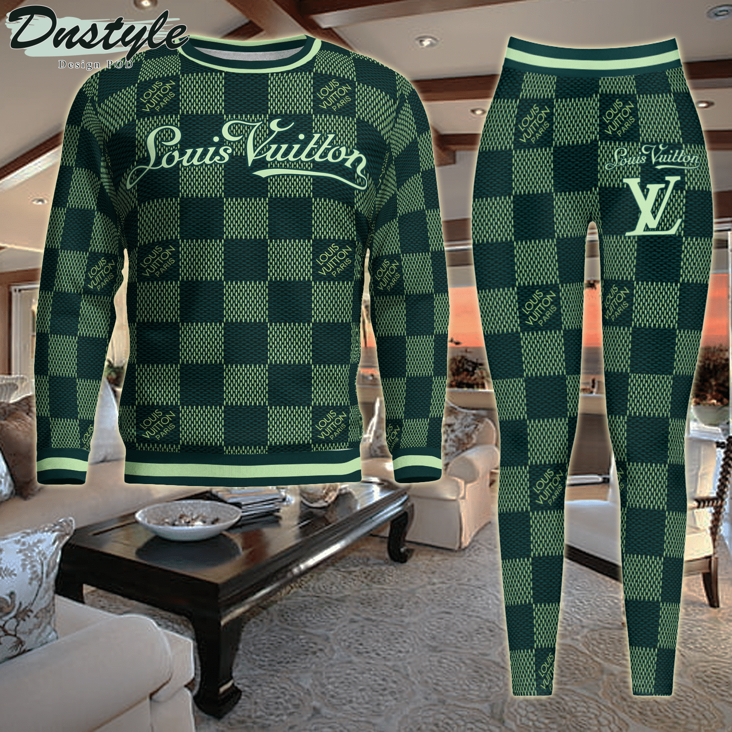 Louis Vuitton Green ugly sweater and legging