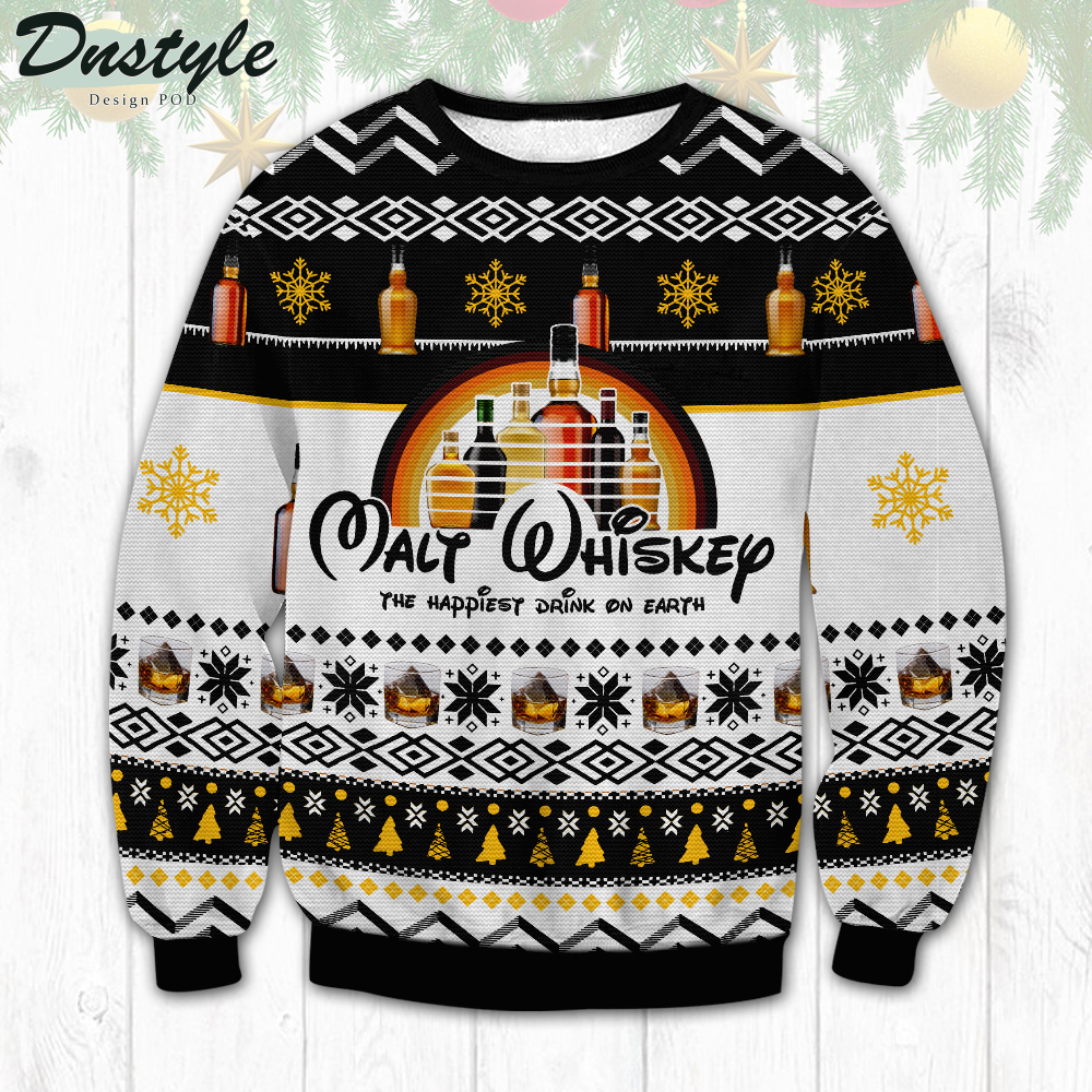 Whisky Walt Whiskey The Happiest Drink On Earth Ugly Christmas Sweater