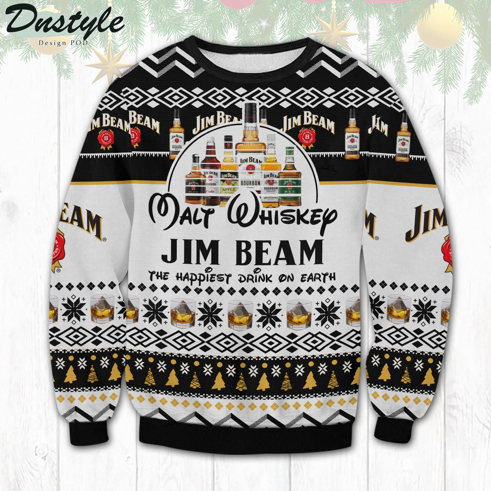 Fireball Walt Whiskey The Hapinest Drink Ugly Christmas Sweater