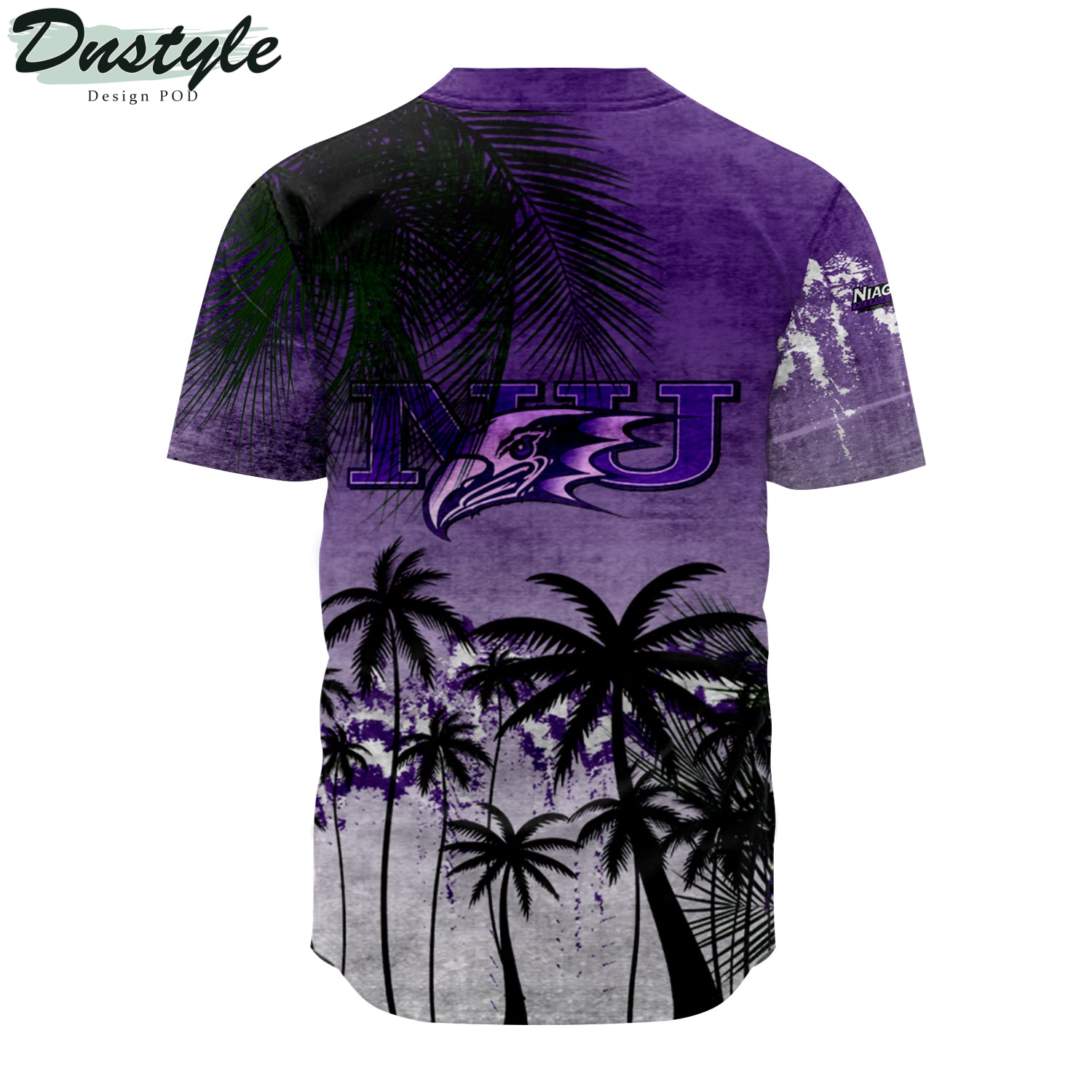 Niagara Purple Eagles Baseball Jersey Coconut Tree Tropical Grunge