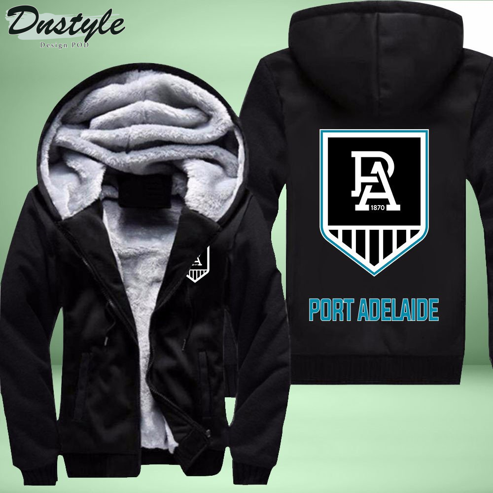 Port Adelaide Power Fleece Hoodie Zipper Velvet