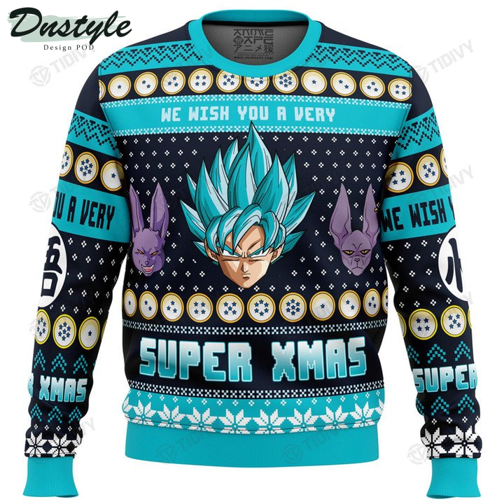 We Wish You A Very Super Xmas Dragonball Goku Beerus Ugly Christmas Sweater
