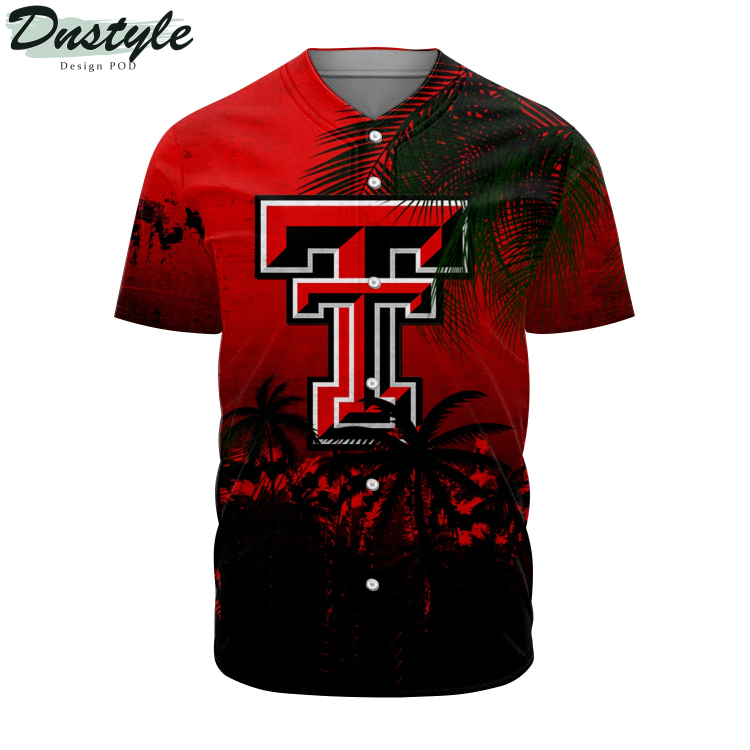 Texas Tech Red Raiders Baseball Jersey Coconut Tree Tropical Grunge