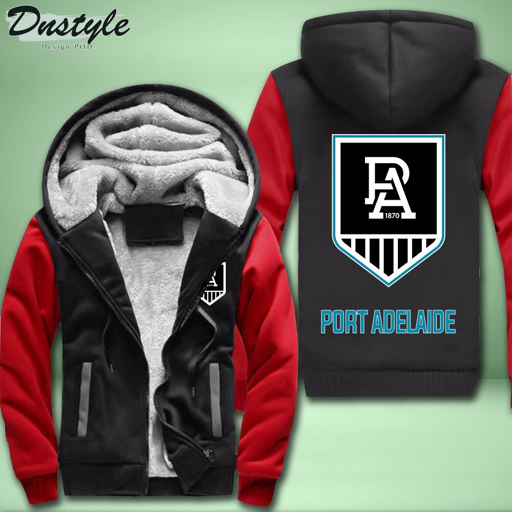 Port Adelaide Power Fleece Hoodie Zipper Velvet