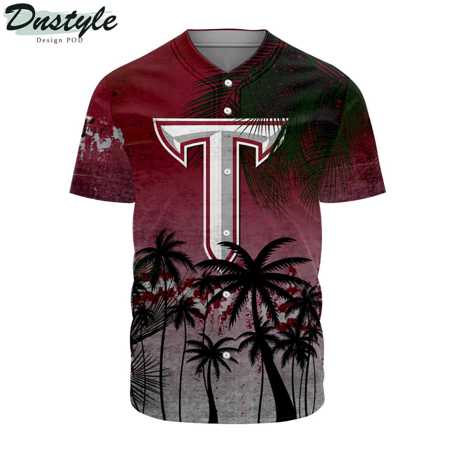Troy Trojans Baseball Jersey Coconut Tree Tropical Grunge