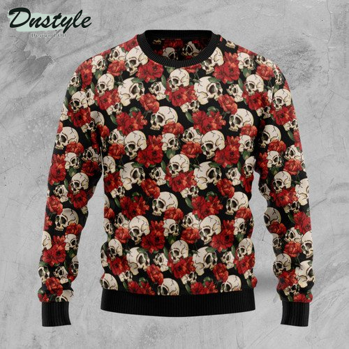 Floral Skull Ugly Christmas Sweater