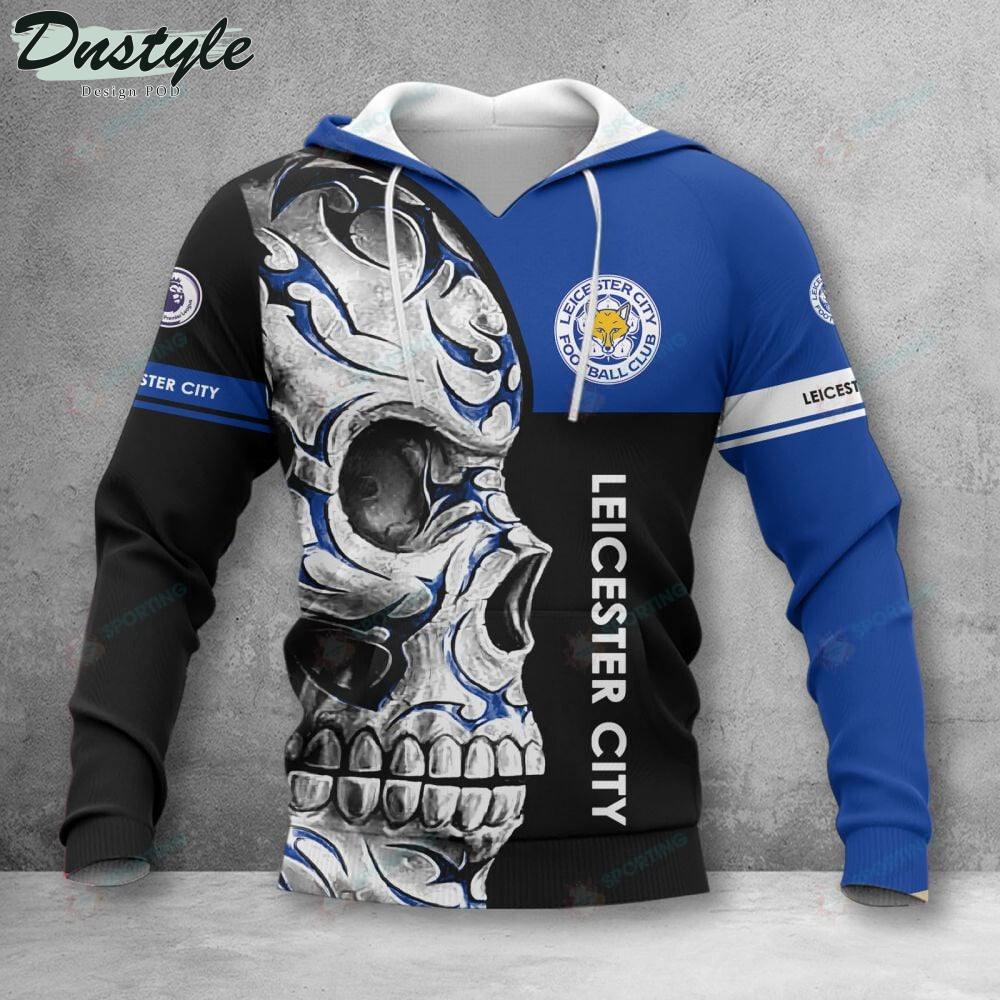 Leicester City F.C Skull 3d Hoodie Tshirt
