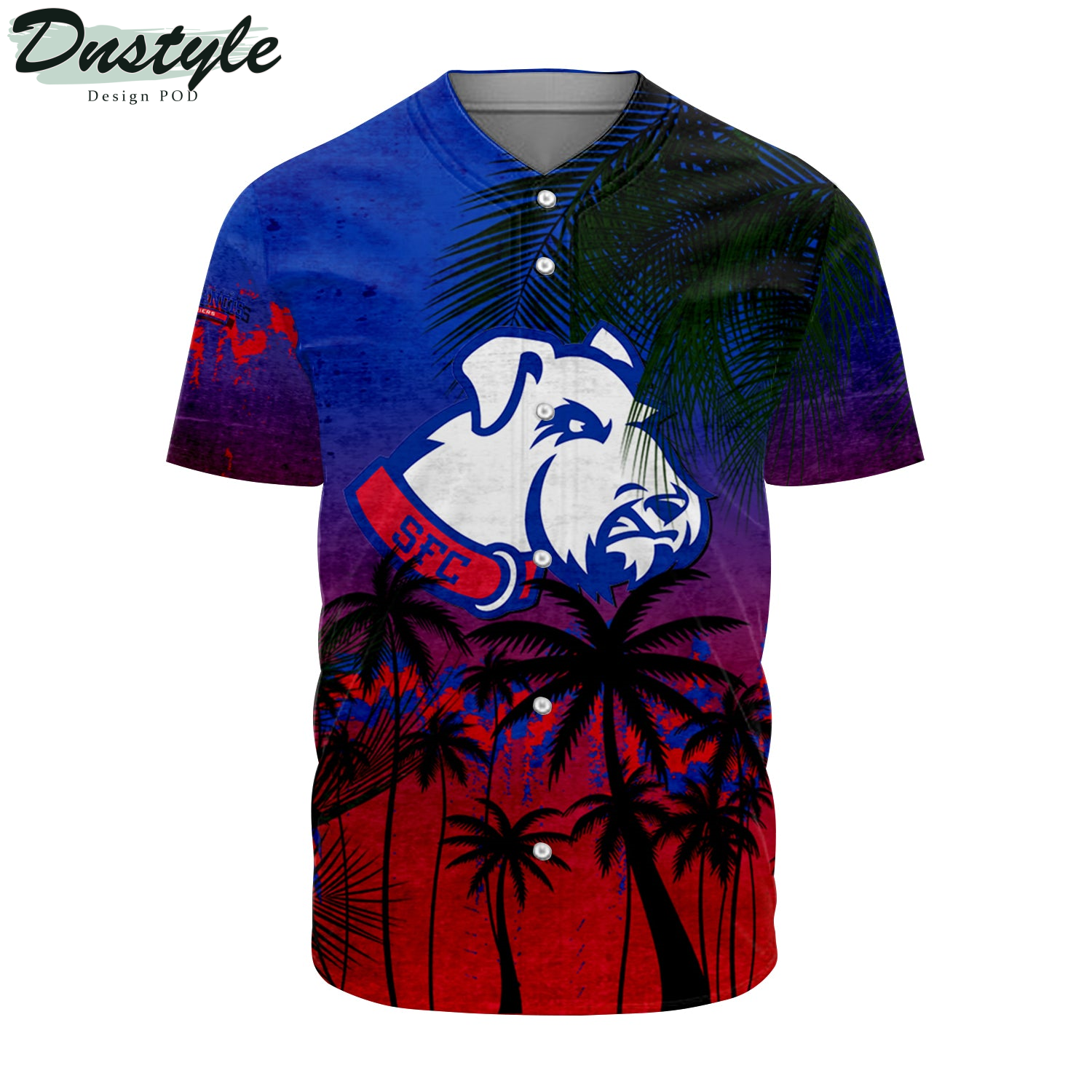 St. Francis Brooklyn Terriers Baseball Jersey Coconut Tree Tropical Grunge