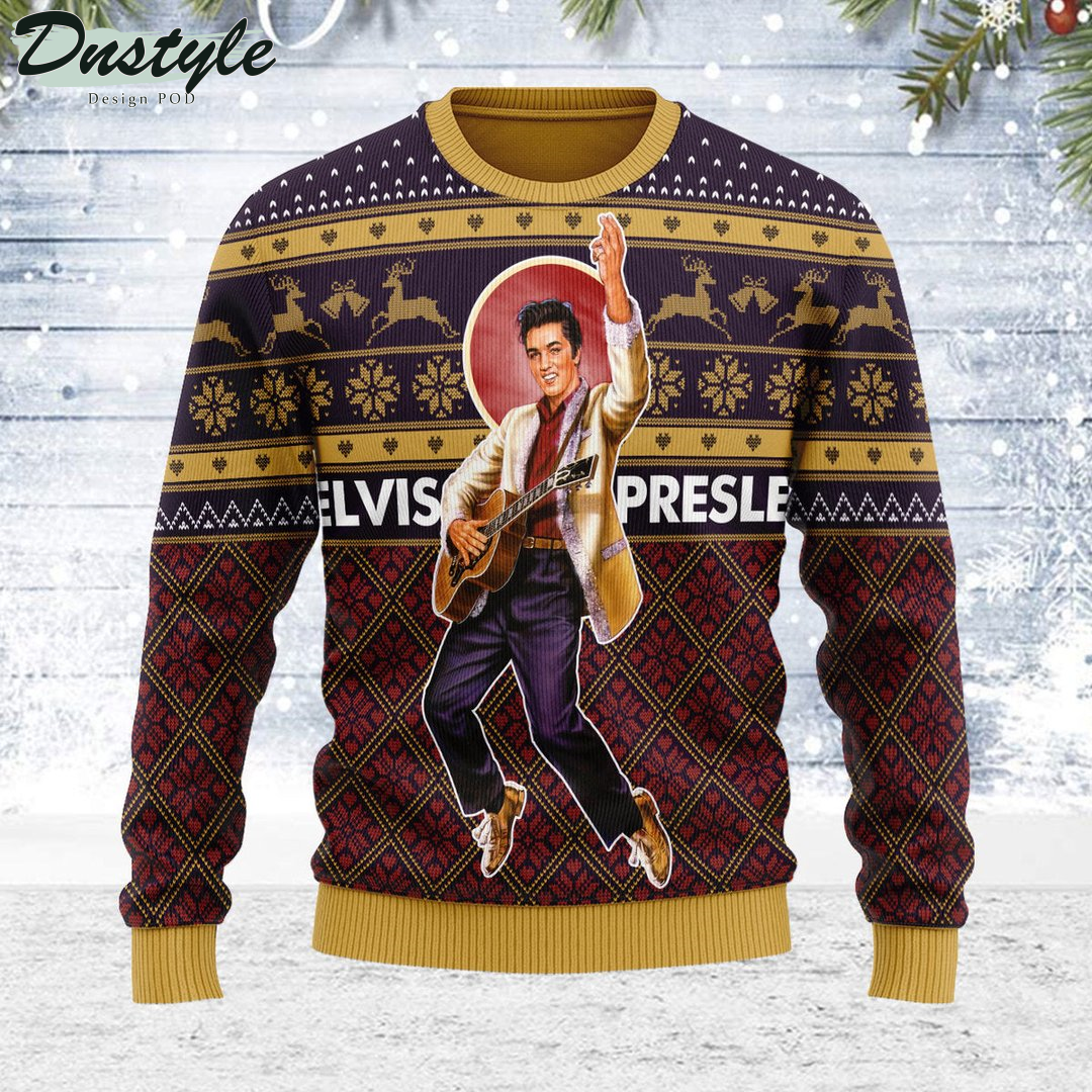 Never Underestimate A Grandma Who Is Listening To Elvis Presley Gearhomie Christmas Ugly Sweater