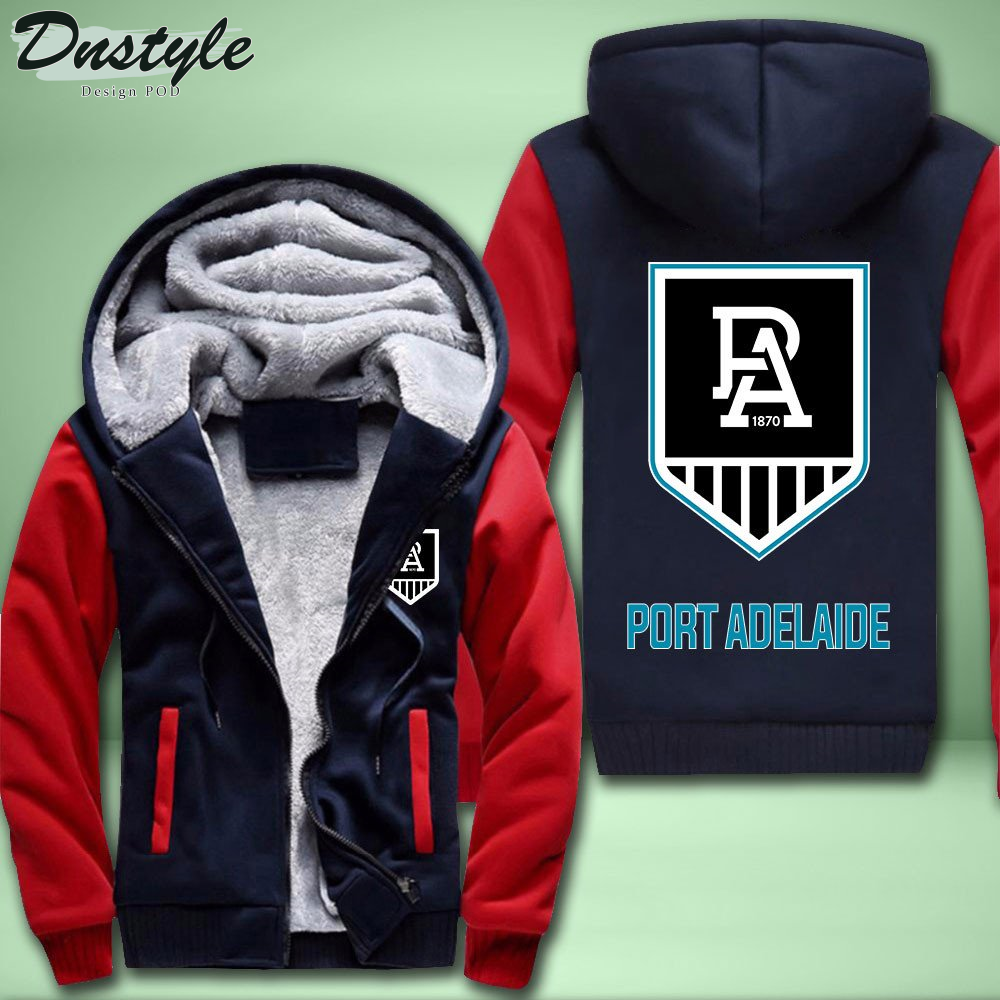 Port Adelaide Power Fleece Hoodie Zipper Velvet