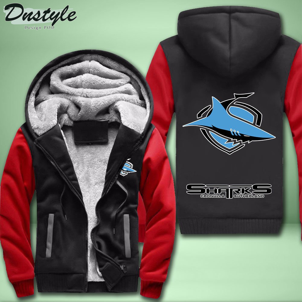 Cronulla Sharks Fleece Hoodie Zipper Velvet