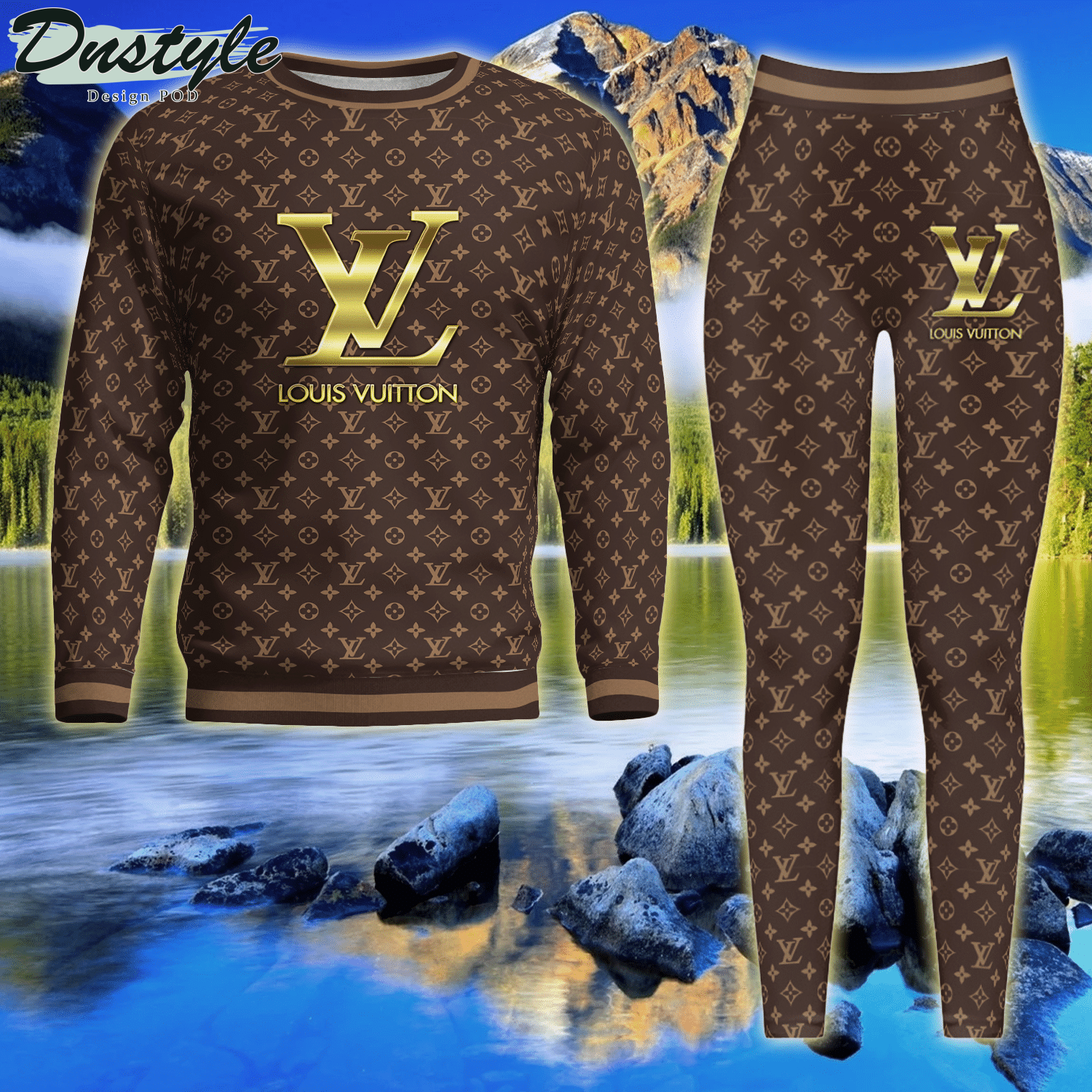 Louis Vuitton Monogram Brown ugly sweater and legging