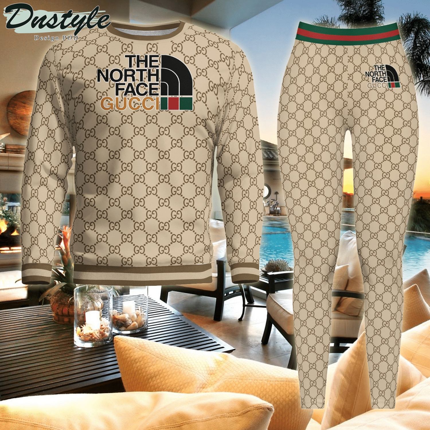 The North Face Gucci Cream ugly sweater and legging