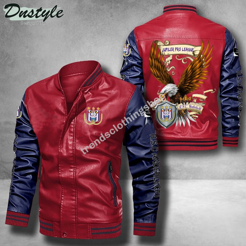 R.S.C. Anderlecht jupiler pro league eagle leather bomber jacket