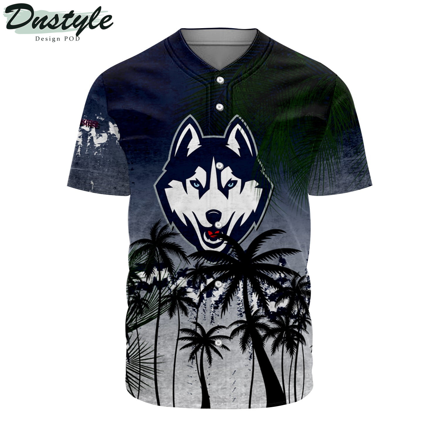 UConn Huskies Baseball Jersey Coconut Tree Tropical Grunge