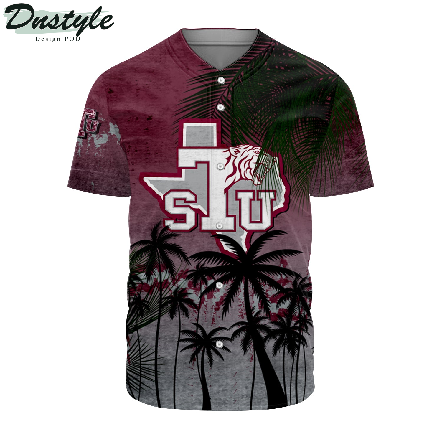 Texas Southern Tigers Baseball Jersey Coconut Tree Tropical Grunge