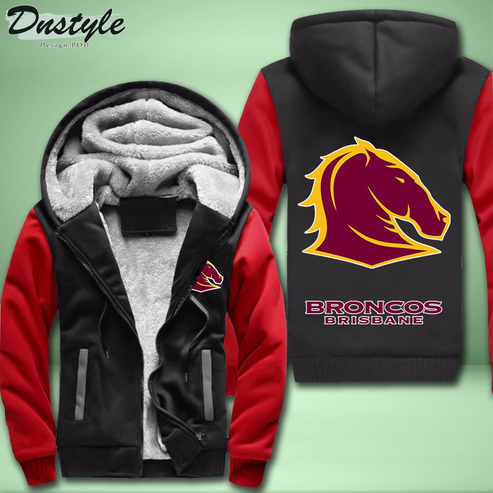 Brisbane Broncos Fleece Hoodie Zipper Velvet