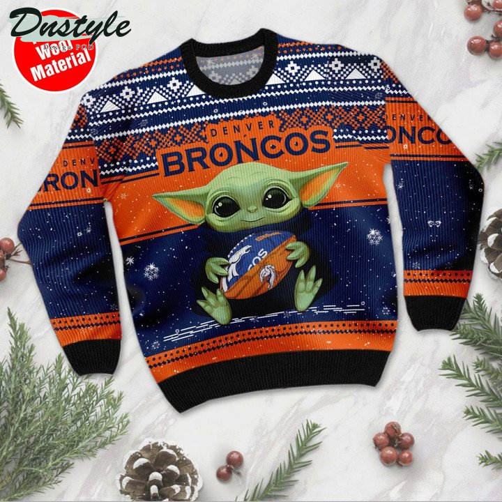 Denver Broncos Baby Yoda Ugly Sweater